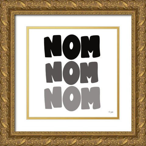 NOM NOM NOM Gold Ornate Wood Framed Art Print with Double Matting by Jaxn Blvd.