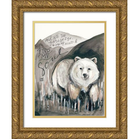 Find My Soul Bear Gold Ornate Wood Framed Art Print with Double Matting by Mingo, Jessica