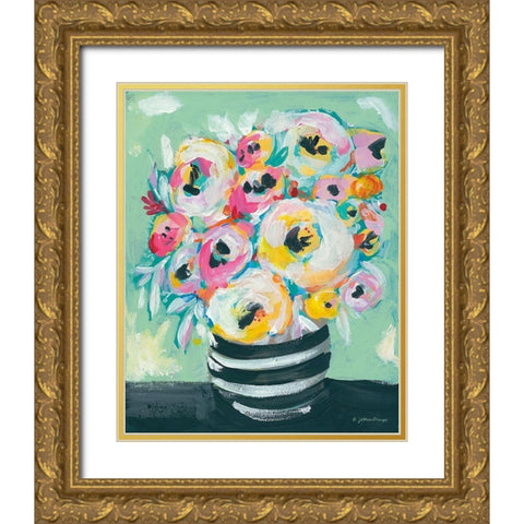 Symphony of Roses Gold Ornate Wood Framed Art Print with Double Matting by Mingo, Jessica