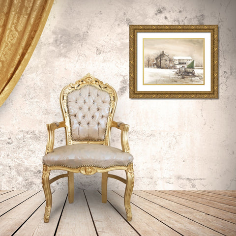 Bringing Home the Tree Gold Ornate Wood Framed Art Print with Double Matting by Rossini, John