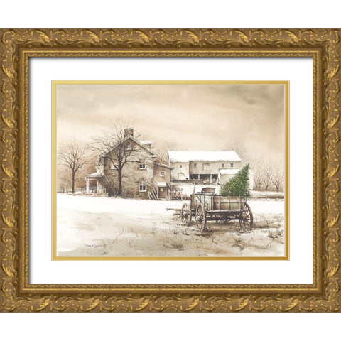 Bringing Home the Tree Gold Ornate Wood Framed Art Print with Double Matting by Rossini, John
