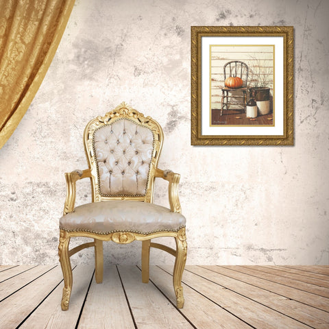 Pumpkin and Chair Gold Ornate Wood Framed Art Print with Double Matting by Rossini, John