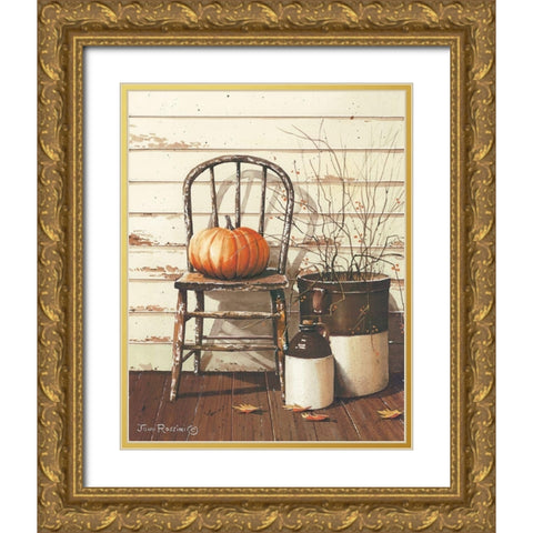 Pumpkin and Chair Gold Ornate Wood Framed Art Print with Double Matting by Rossini, John