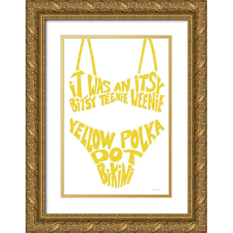 Yellow Polka Dot Bikini Gold Ornate Wood Framed Art Print with Double Matting by Kamdon Kreations