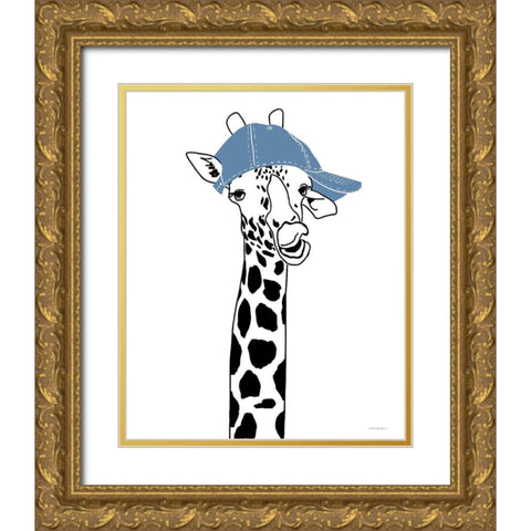 Team Roster Giraffe Gold Ornate Wood Framed Art Print with Double Matting by Kamdon Kreations