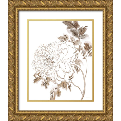 Neutral Bloom Gold Ornate Wood Framed Art Print with Double Matting by Kamdon Kreations