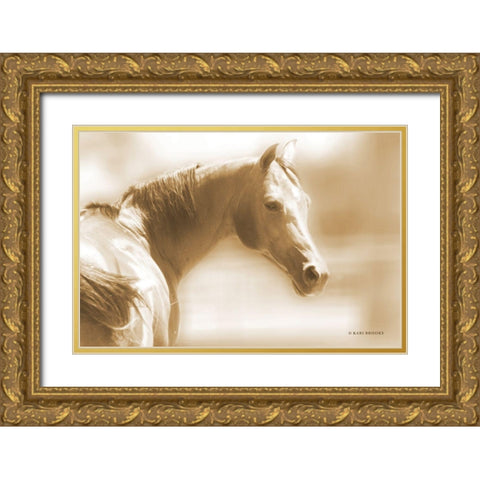 Rose I Sepia Gold Ornate Wood Framed Art Print with Double Matting by Brooks, Kari