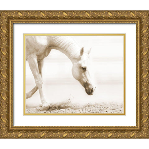 Trail Horse Sepia Gold Ornate Wood Framed Art Print with Double Matting by Brooks, Kari