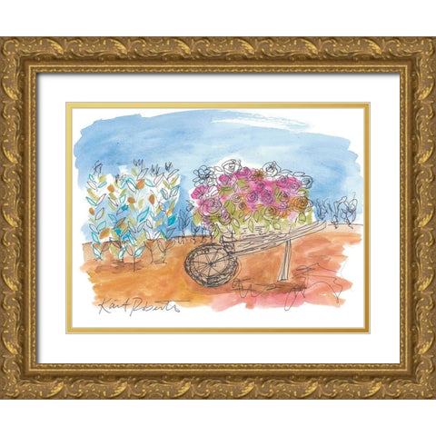 Grandads Garden Gold Ornate Wood Framed Art Print with Double Matting by Roberts, Kait