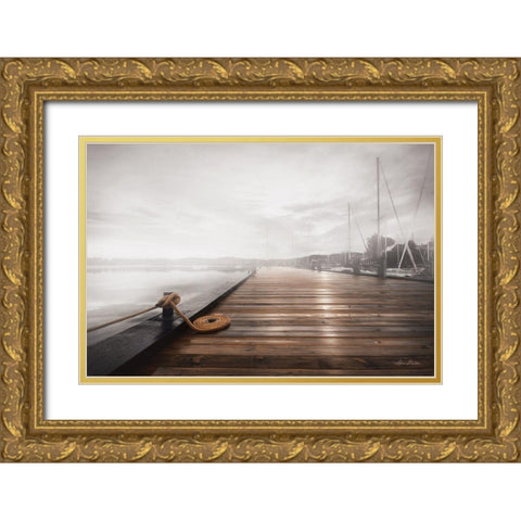 Newport Dock I Gold Ornate Wood Framed Art Print with Double Matting by Deiter, Lori