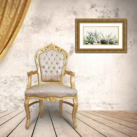 Soft Succulents II Gold Ornate Wood Framed Art Print with Double Matting by Deiter, Lori