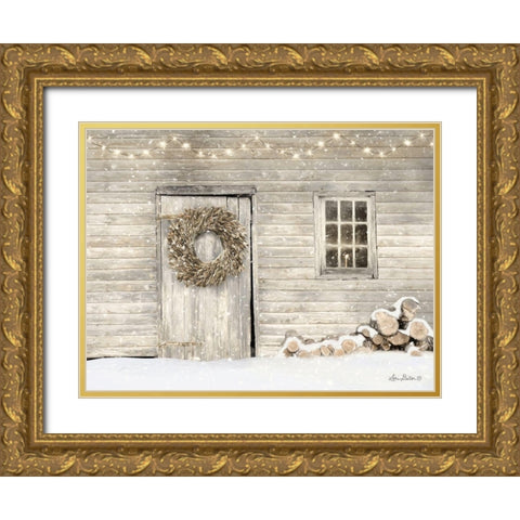 Old Farm Christmas Gold Ornate Wood Framed Art Print with Double Matting by Deiter, Lori