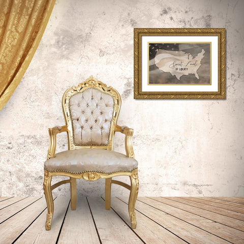 Sweet Land of Liberty Gold Ornate Wood Framed Art Print with Double Matting by Deiter, Lori