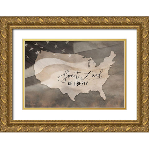 Sweet Land of Liberty Gold Ornate Wood Framed Art Print with Double Matting by Deiter, Lori