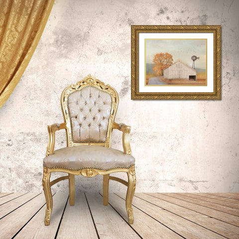 Fall Barn in Muir Gold Ornate Wood Framed Art Print with Double Matting by Deiter, Lori