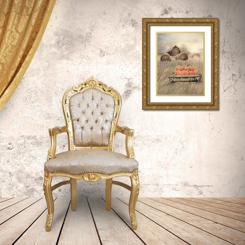 Pumpkin Harvest Gold Ornate Wood Framed Art Print with Double Matting by Deiter, Lori
