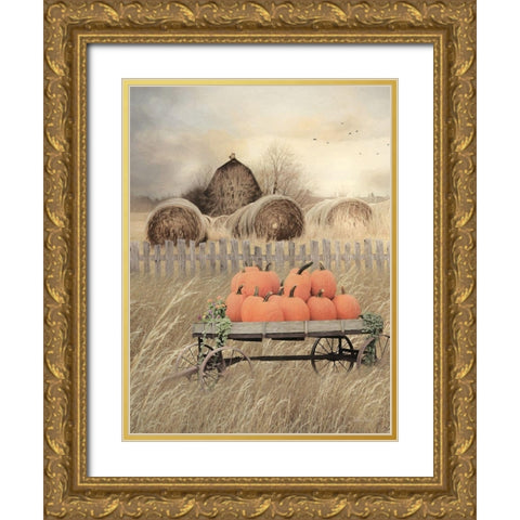 Pumpkin Harvest Gold Ornate Wood Framed Art Print with Double Matting by Deiter, Lori