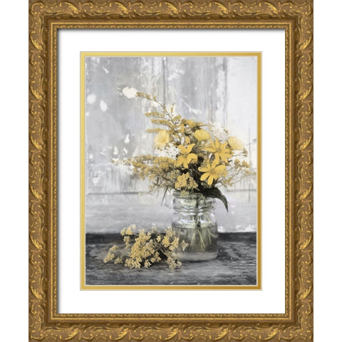 Gold Wildflowers II Gold Ornate Wood Framed Art Print with Double Matting by Deiter, Lori