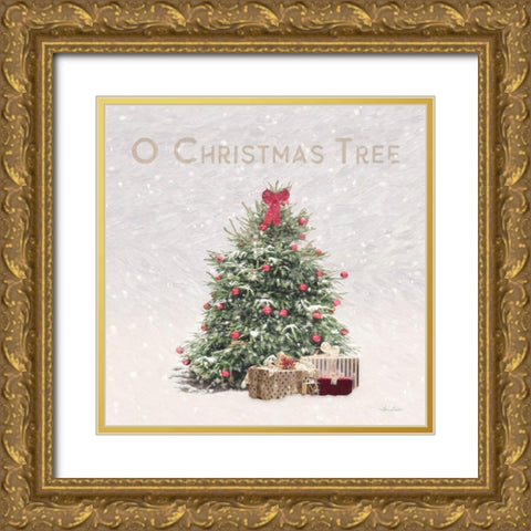 O Christmas Tree Gold Ornate Wood Framed Art Print with Double Matting by Deiter, Lori