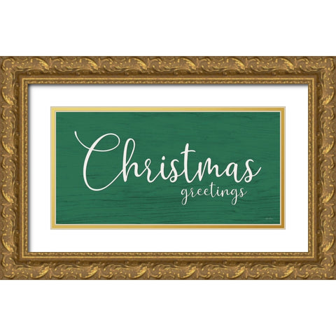 Christmas Greetings Gold Ornate Wood Framed Art Print with Double Matting by Deiter, Lori