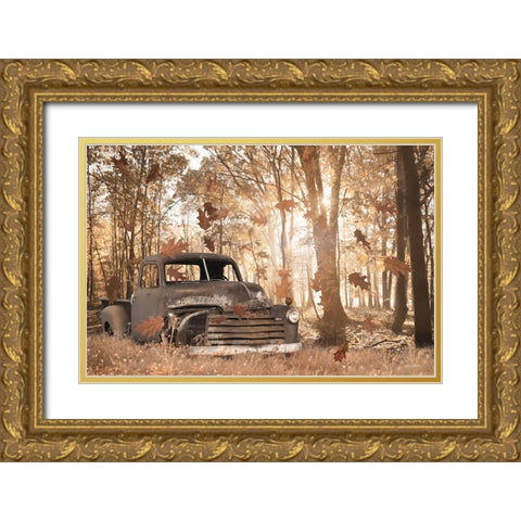 Leaves are Falling Gold Ornate Wood Framed Art Print with Double Matting by Deiter, Lori