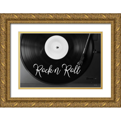 Rock n Roll Turntable Gold Ornate Wood Framed Art Print with Double Matting by Deiter, Lori