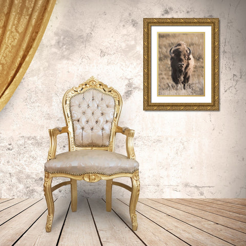 Yellowstone Bison Gold Ornate Wood Framed Art Print with Double Matting by Deiter, Lori