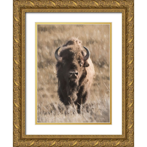 Yellowstone Bison Gold Ornate Wood Framed Art Print with Double Matting by Deiter, Lori