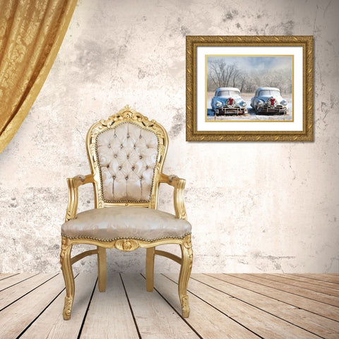 Christmas Buddies Gold Ornate Wood Framed Art Print with Double Matting by Deiter, Lori