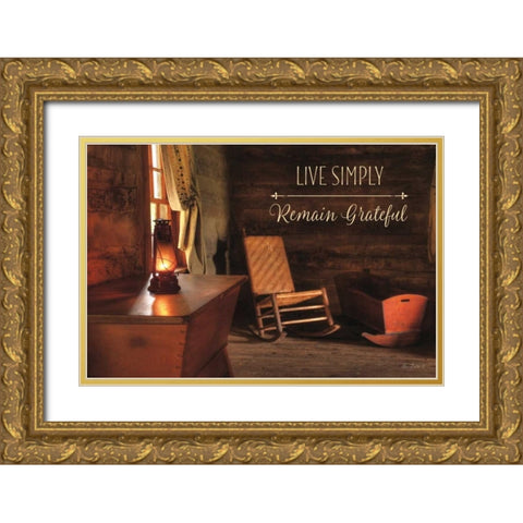 Live Simply Gold Ornate Wood Framed Art Print with Double Matting by Deiter, Lori