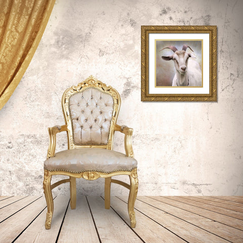 Up Close Goat Gold Ornate Wood Framed Art Print with Double Matting by Deiter, Lori