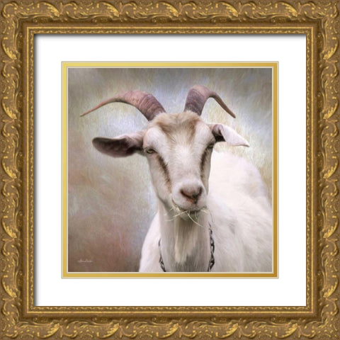 Up Close Goat Gold Ornate Wood Framed Art Print with Double Matting by Deiter, Lori