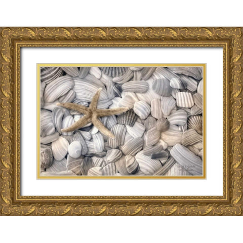 Starfish and Seashells Gold Ornate Wood Framed Art Print with Double Matting by Deiter, Lori
