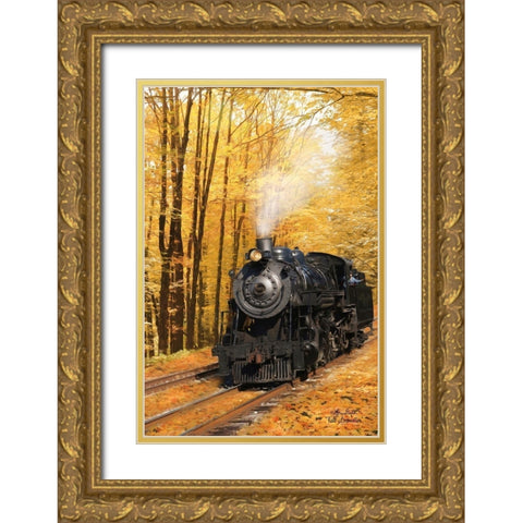 Fall Locomotive Gold Ornate Wood Framed Art Print with Double Matting by Deiter, Lori