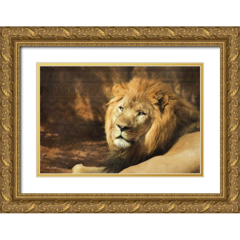 Tribal Lion  Gold Ornate Wood Framed Art Print with Double Matting by Deiter, Lori