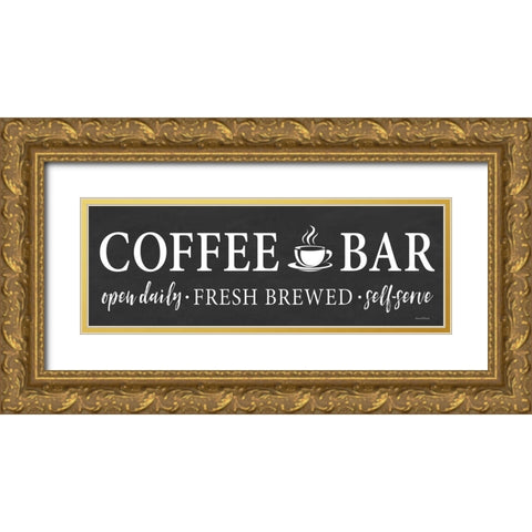 Self-Serve Coffee Bar Gold Ornate Wood Framed Art Print with Double Matting by Lettered And Lined