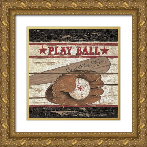 Play Ball Gold Ornate Wood Framed Art Print with Double Matting by Spivey, Linda