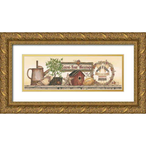 Count Your Blessings Gold Ornate Wood Framed Art Print with Double Matting by Spivey, Linda