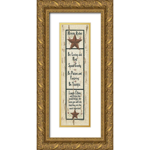 House Rules Gold Ornate Wood Framed Art Print with Double Matting by Spivey, Linda