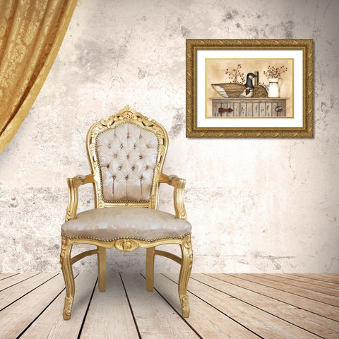 Duck and Berry Still Life Gold Ornate Wood Framed Art Print with Double Matting by Spivey, Linda