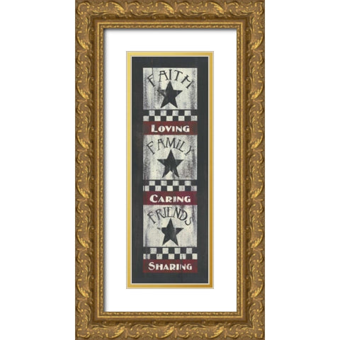 Faith-Family-Friends Gold Ornate Wood Framed Art Print with Double Matting by Spivey, Linda