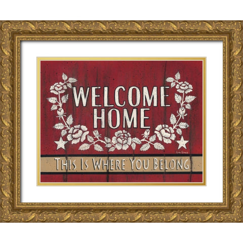 Welcome Home Gold Ornate Wood Framed Art Print with Double Matting by Spivey, Linda