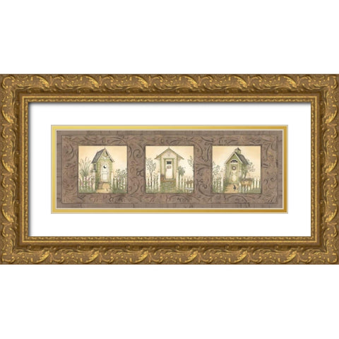 Outhouse Row Gold Ornate Wood Framed Art Print with Double Matting by Spivey, Linda