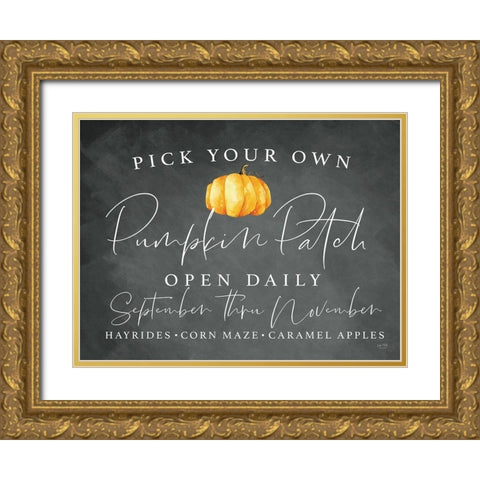 Pumpkin Patch Gold Ornate Wood Framed Art Print with Double Matting by Lux + Me Designs