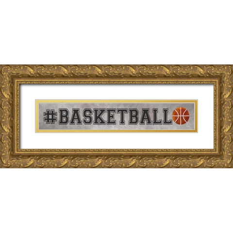 Basketball Gold Ornate Wood Framed Art Print with Double Matting by Rae, Marla