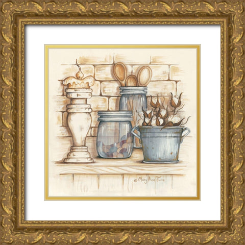 Jars and Wooden Spoons Gold Ornate Wood Framed Art Print with Double Matting by June, Mary Ann