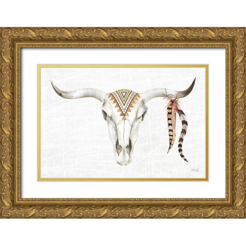 Tribal Skull I Gold Ornate Wood Framed Art Print with Double Matting by Rae, Marla
