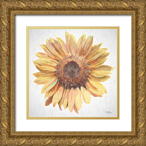 Sunny Sunflower Gold Ornate Wood Framed Art Print with Double Matting by Norman, Michele