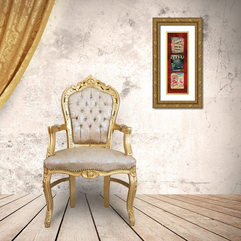 Admit One Movie Tryptic Gold Ornate Wood Framed Art Print with Double Matting by Mollie B.