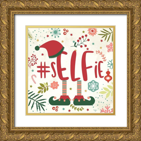 #sELFie Gold Ornate Wood Framed Art Print with Double Matting by Mollie B.